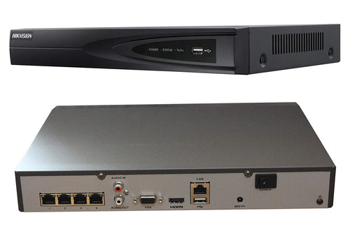 DS-7604K1/4P 4 Channel (4 Independent PoE) H.265 4K Network Video Recorder NVR, Embedded Plug & Play - DS-7604NI-K1/4P